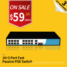 100M passive power injector 16 port POE switch 24V